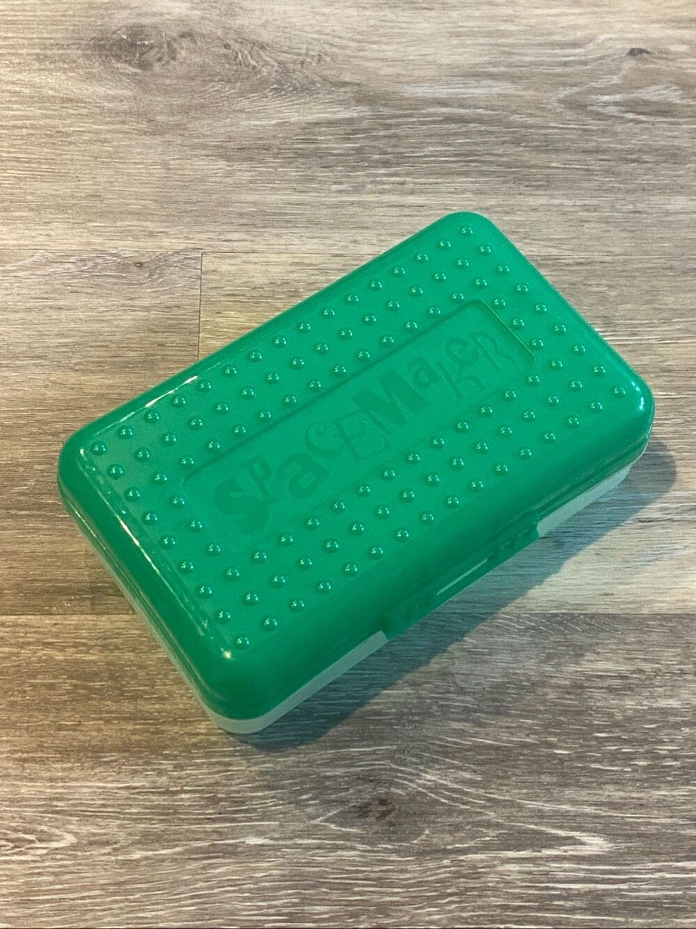 Vtg 90's Spacemaker Pencil Box Newell Office Products Clear/Green